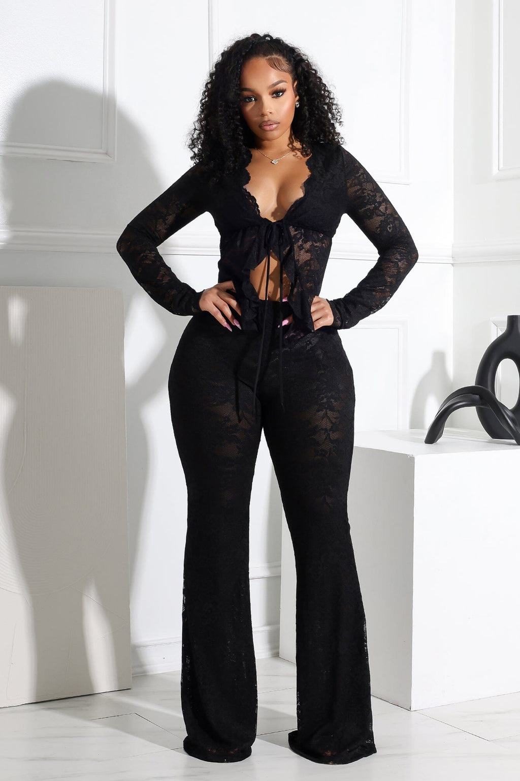 Everly Lace Top & Wide Pants SET