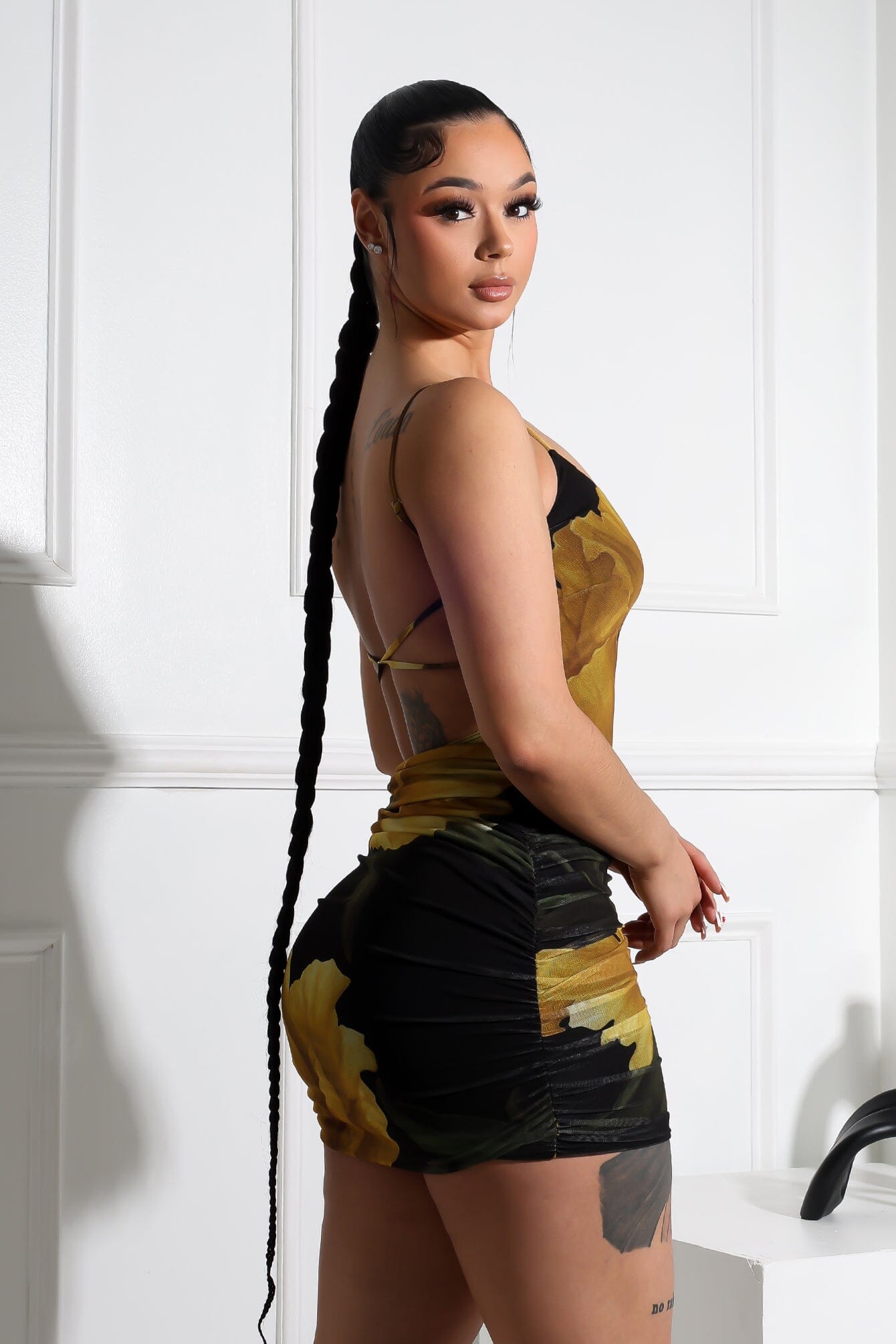 Luciana Mesh Floral Print Mini Dress