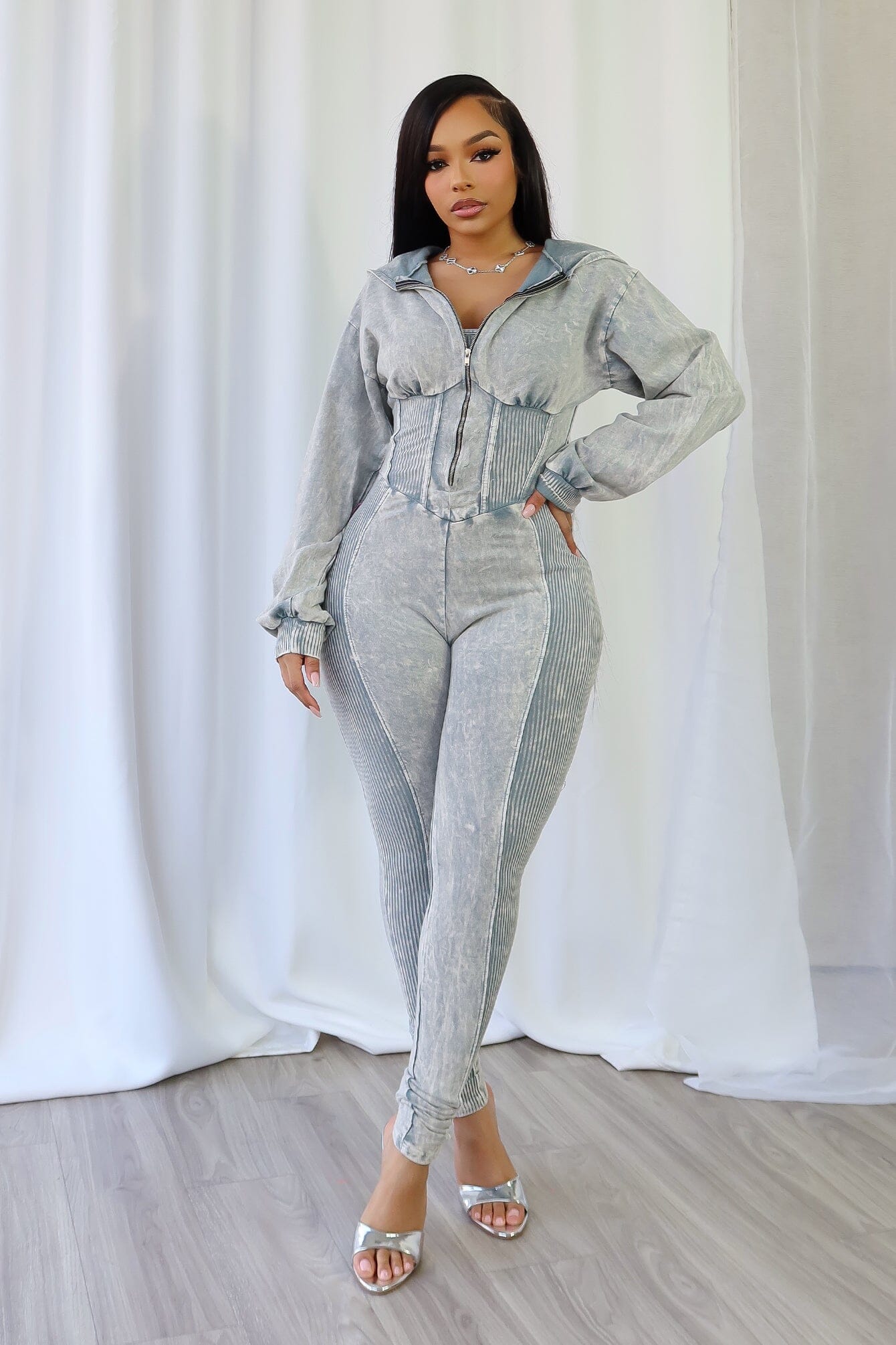 Margaret Mineral Washed Zipper Jumpsuit