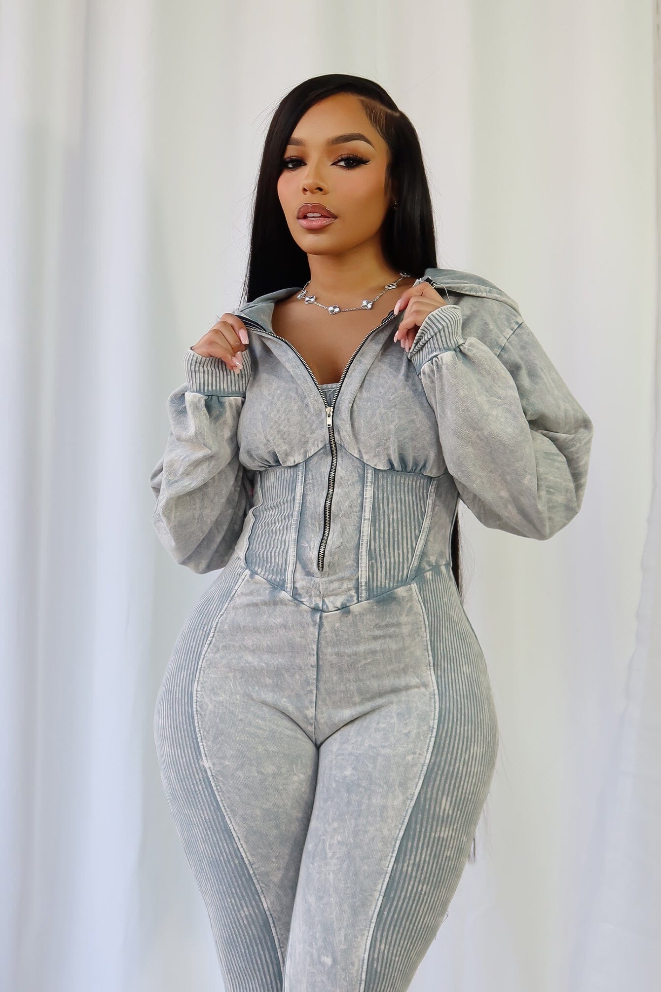 Margaret Mineral Washed Zipper Jumpsuit