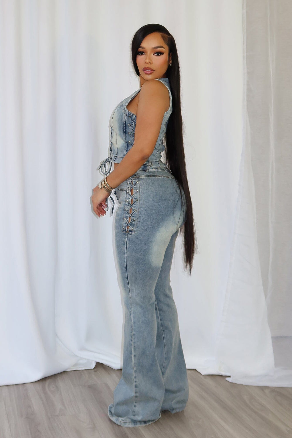 Stering Denim Lace Up Jeans