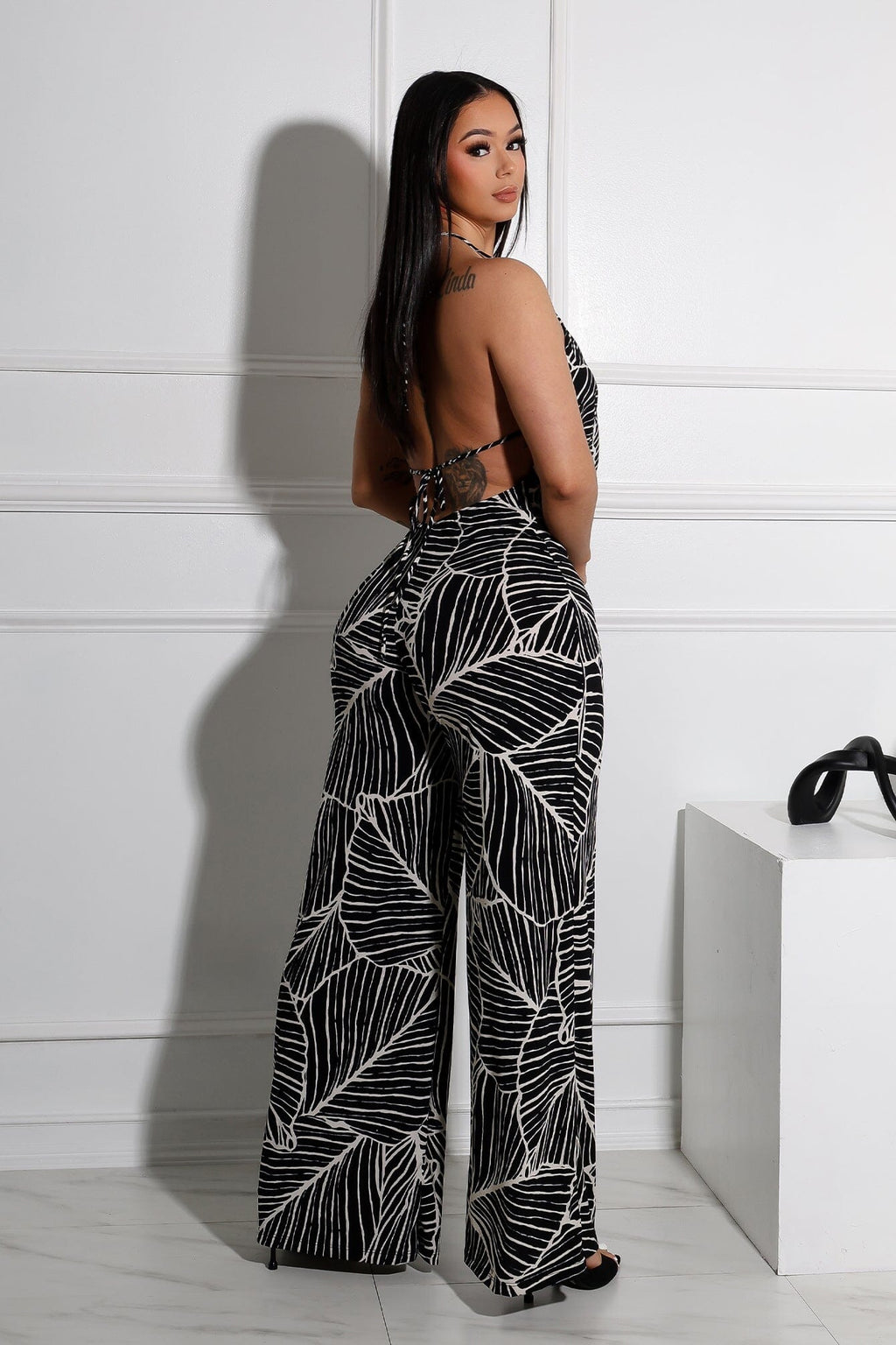 Daphne Crepe Halter Cowl Neck Jumpsuit
