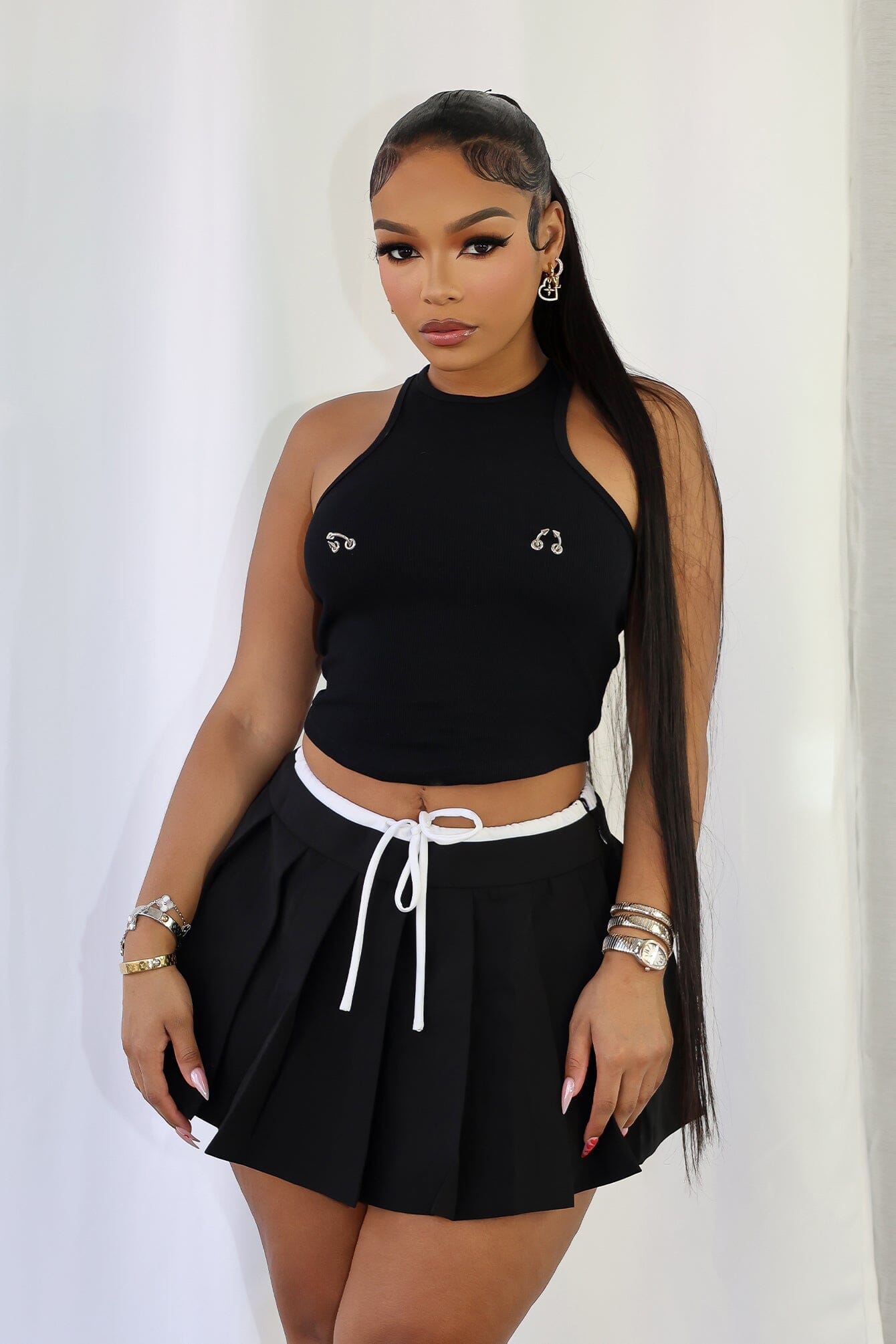 Stunning Piercing Detail Ribbed Top