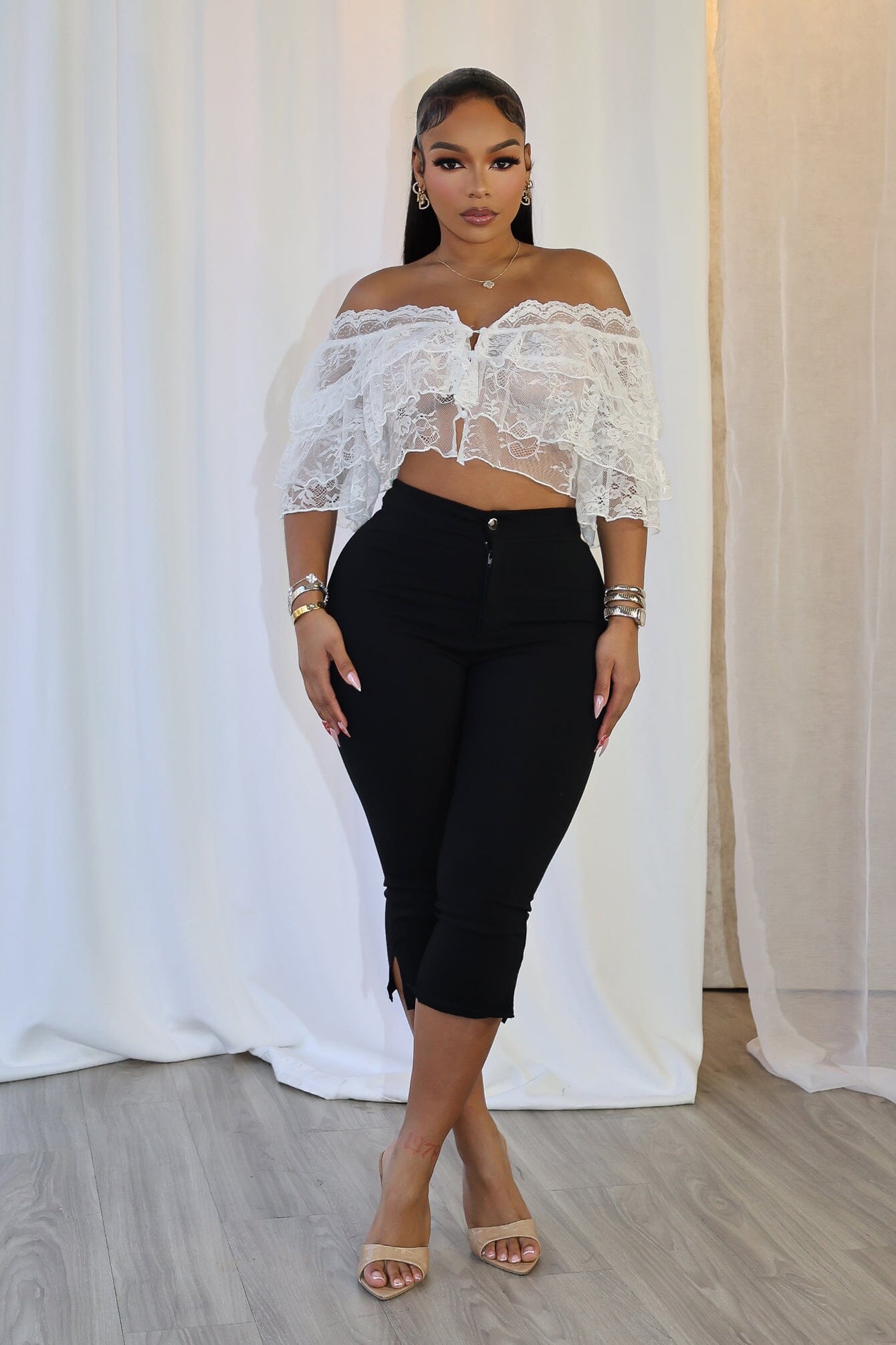 Eyo Floral Off Shoulder Lace Top