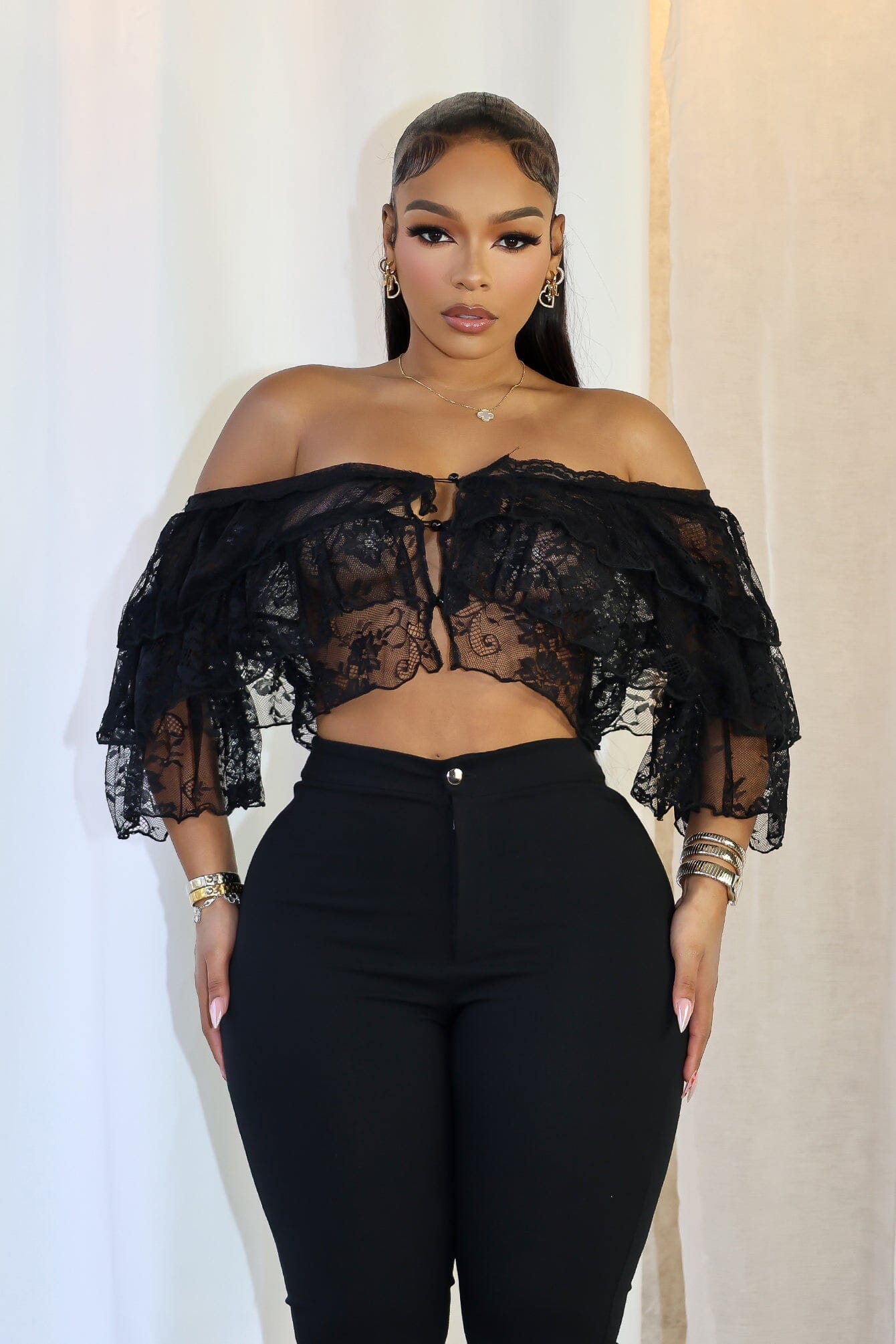 Eyo Floral Off Shoulder Lace Top