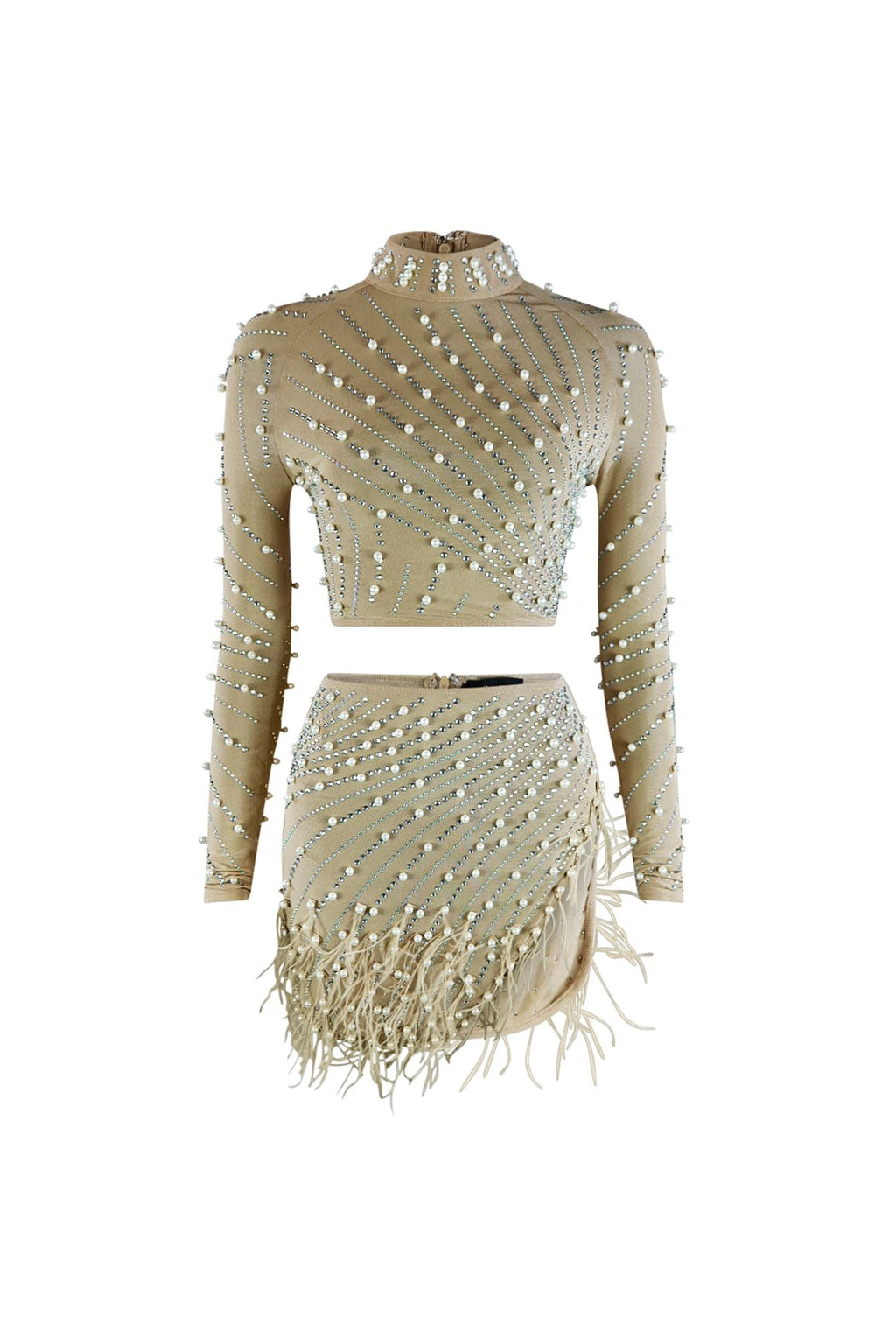 New Standard Stone and Pearl Top & Skirt SET