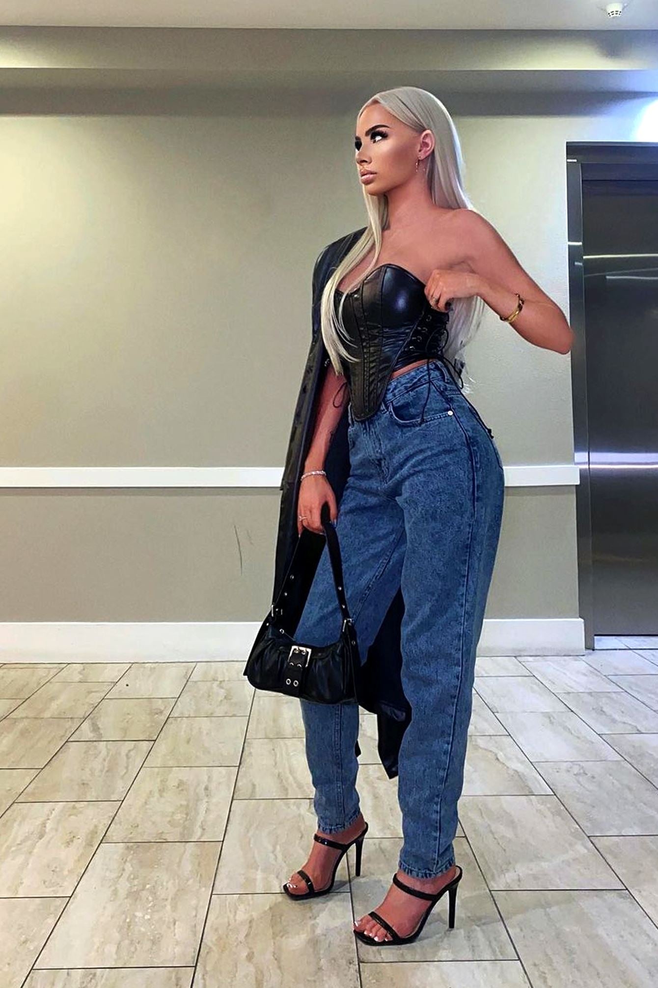 Noir Faux Leather Bustier Corset