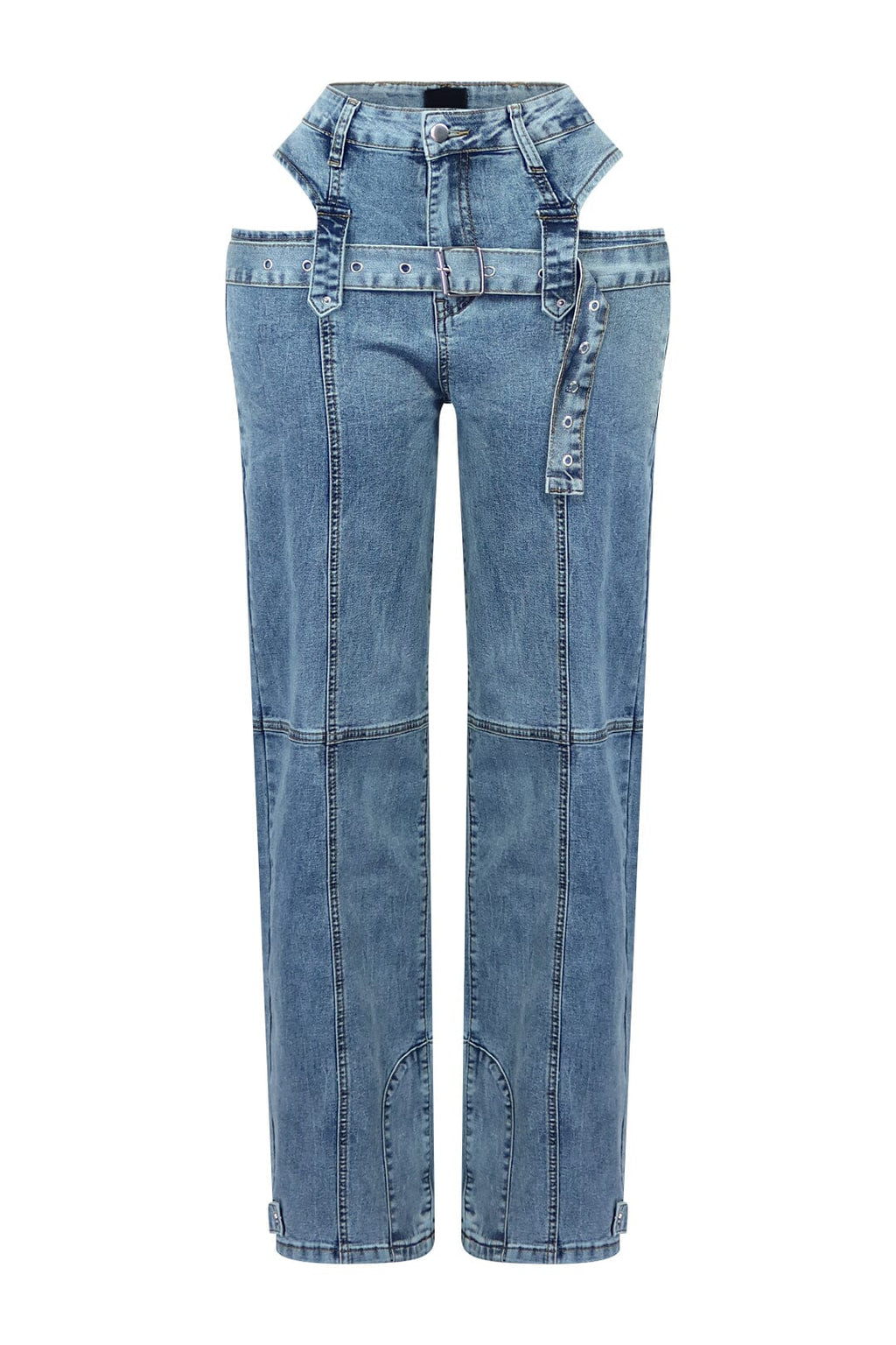 Hayden Washed Denim Cut Out With Belt Jeans