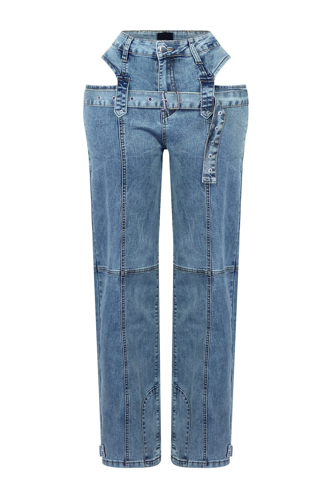 Hayden Washed Denim Cut Out With Belt Jeans