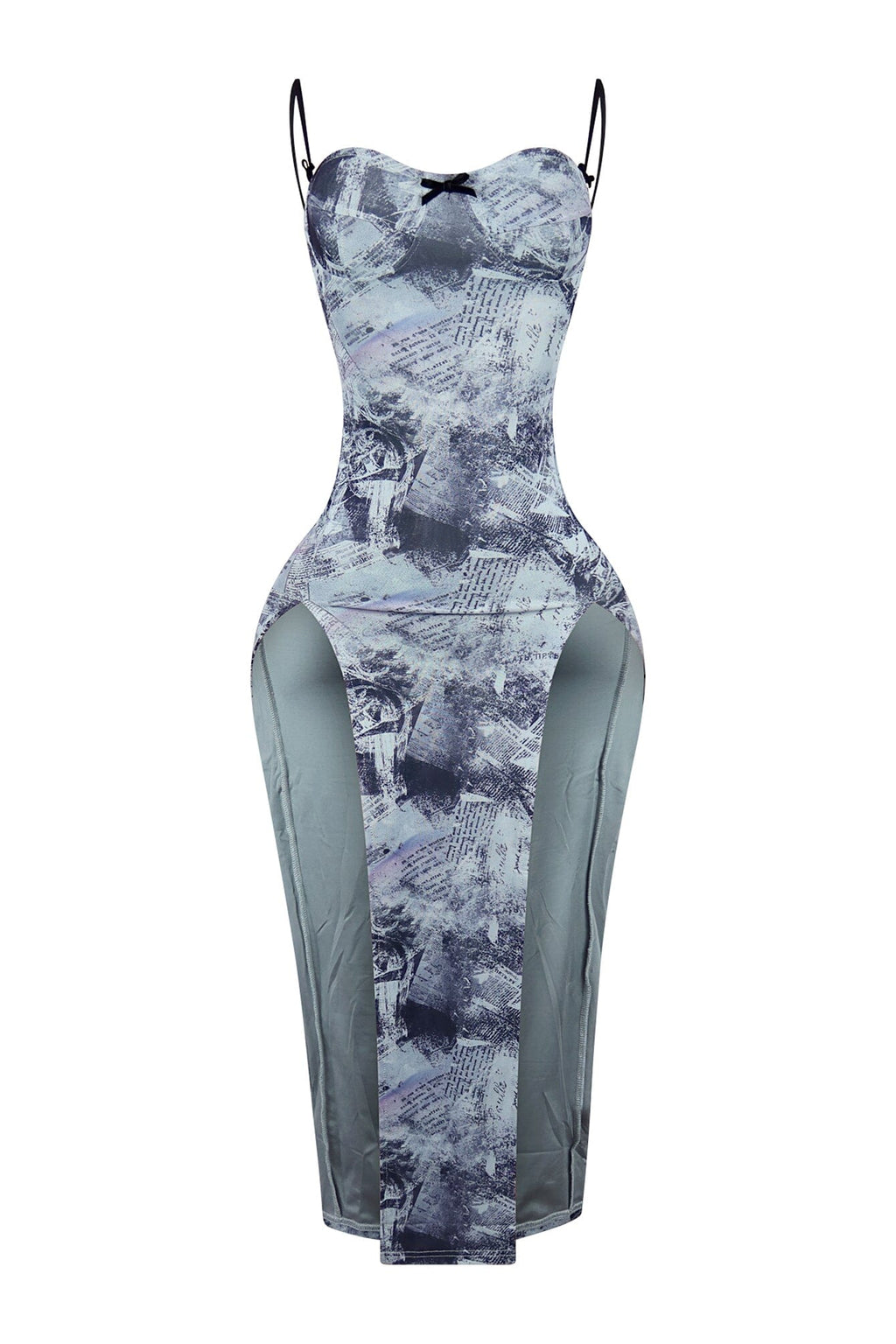 Lark Newspaper Printed Mesh Dress