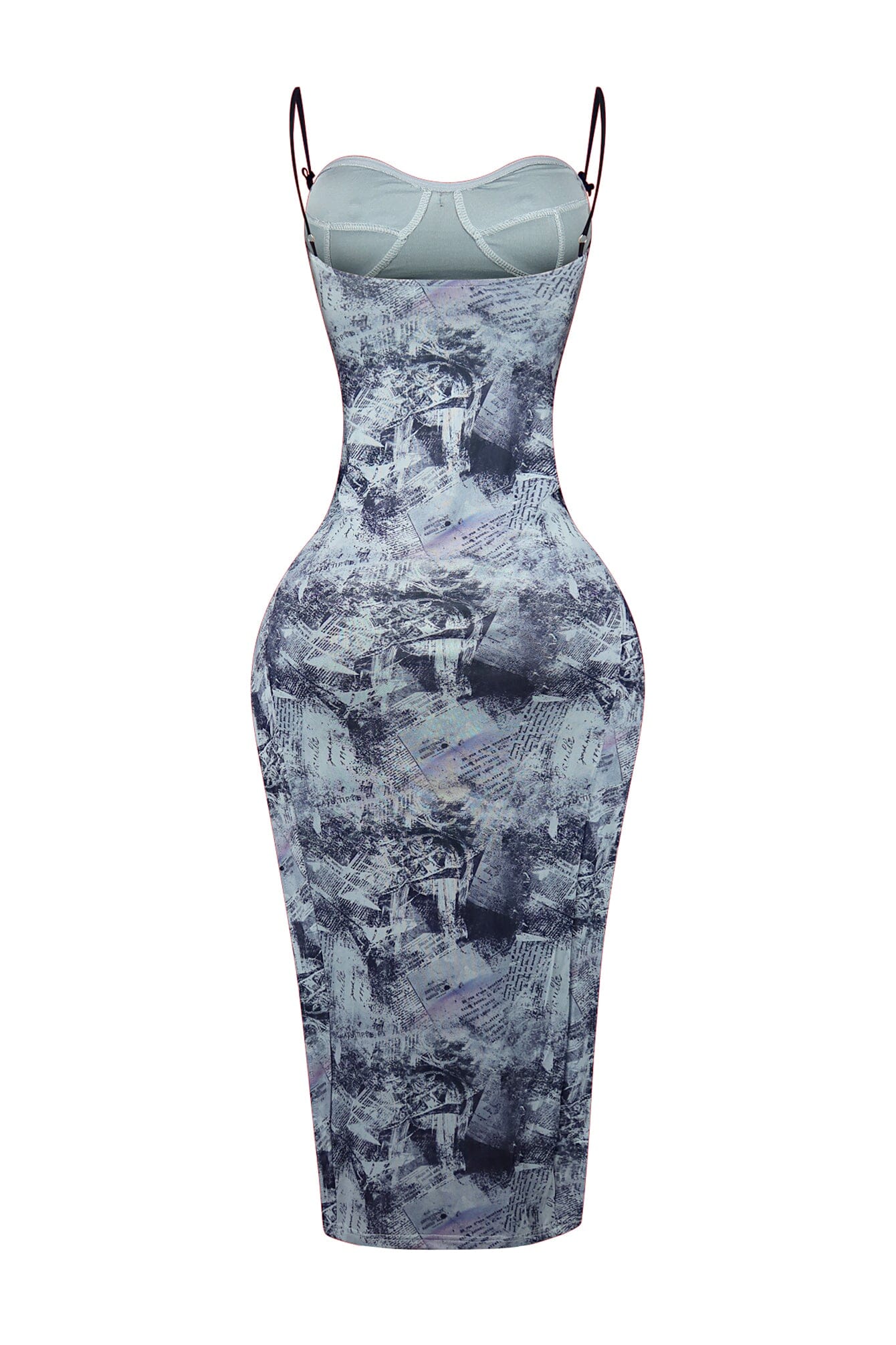 Lark Newspaper Printed Mesh Dress