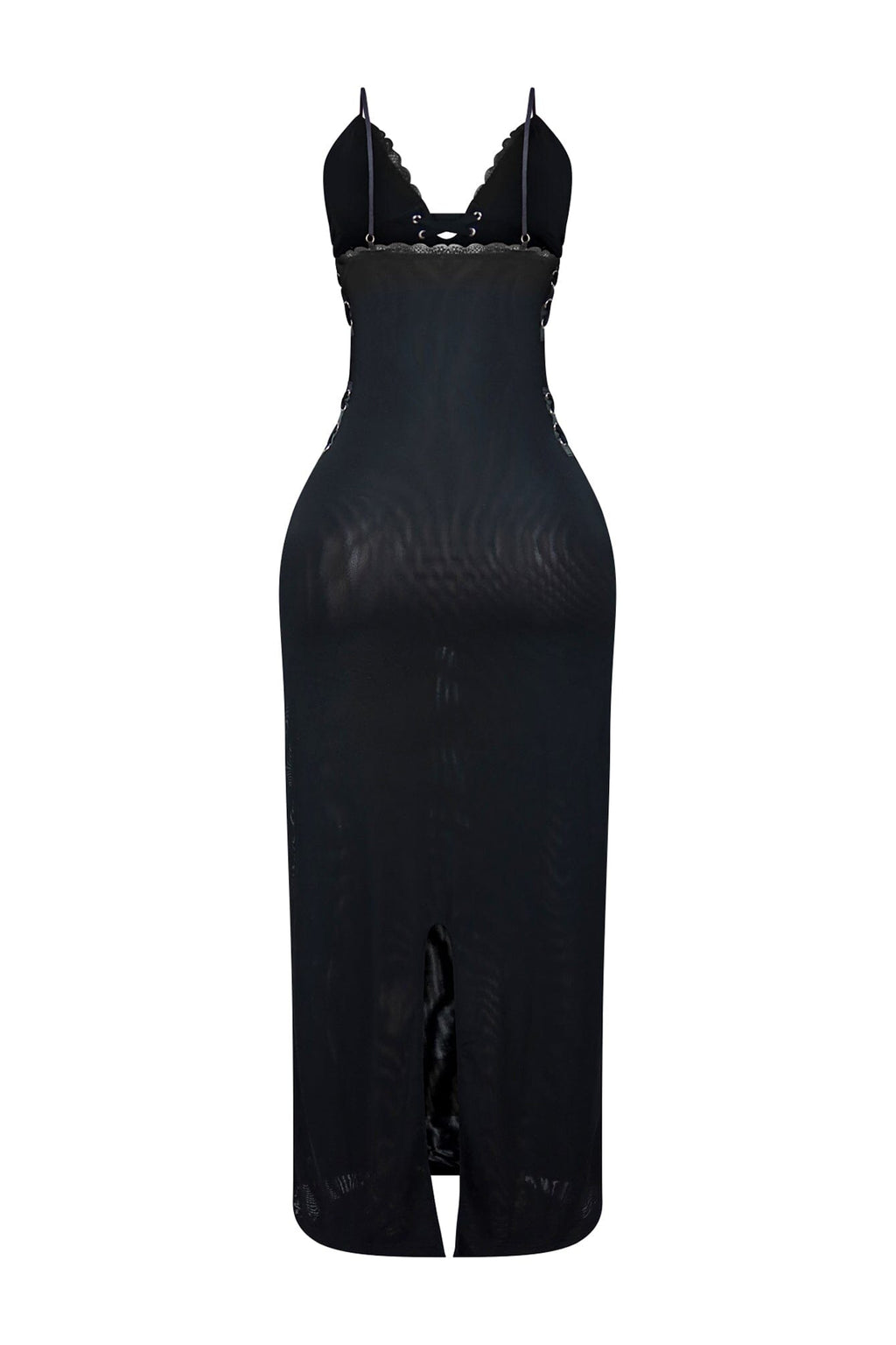 Oprah Lace Trim Mesh Maxi Dress