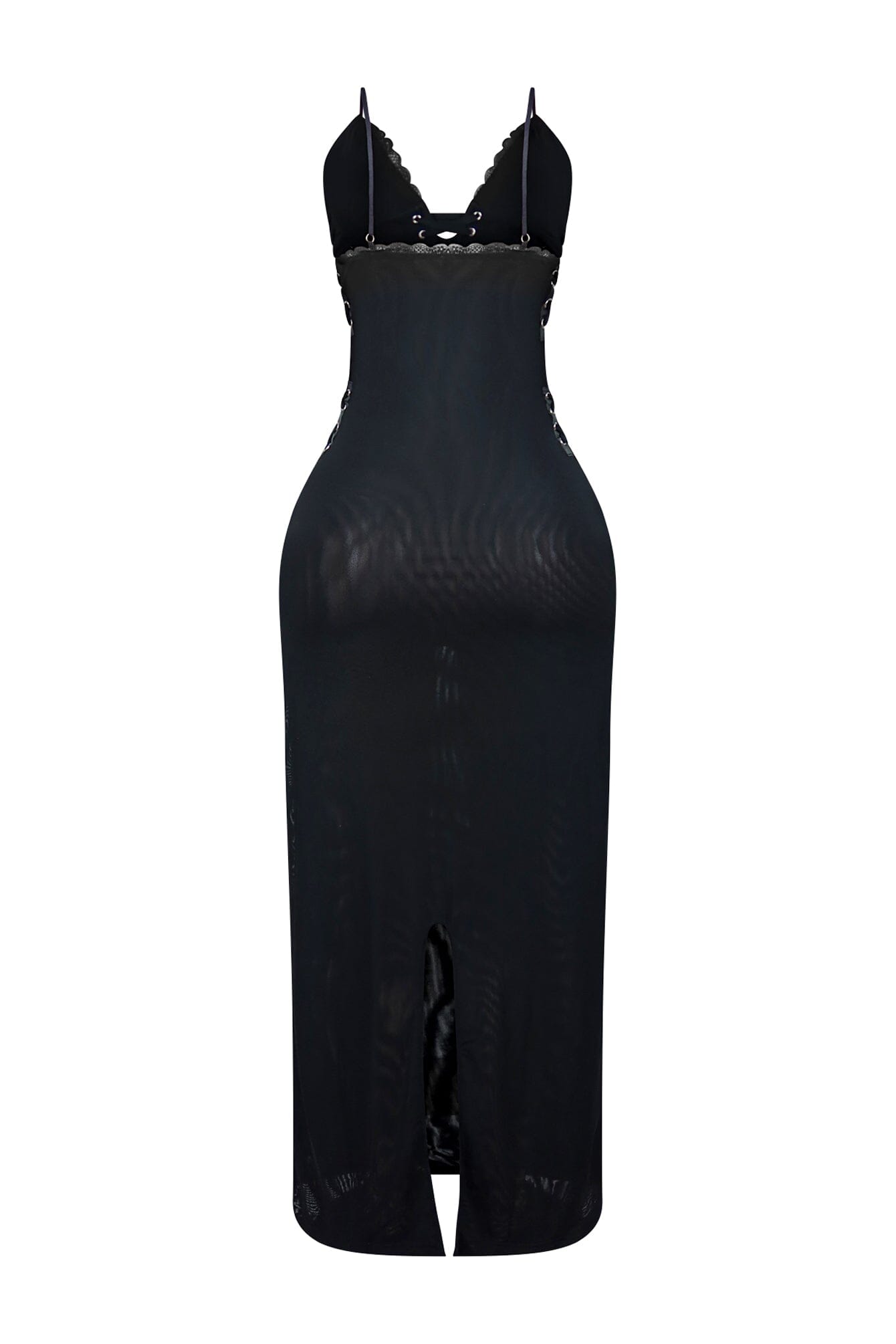 Oprah Lace Trim Mesh Maxi Dress