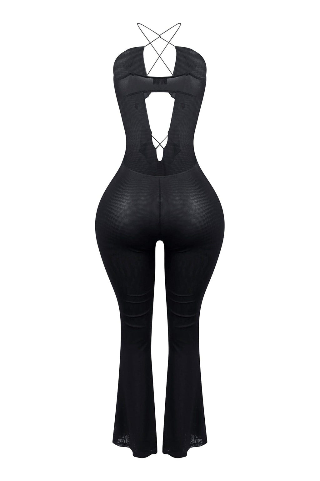 Free Feeling Ruffle Cross Halter Jumpsuit