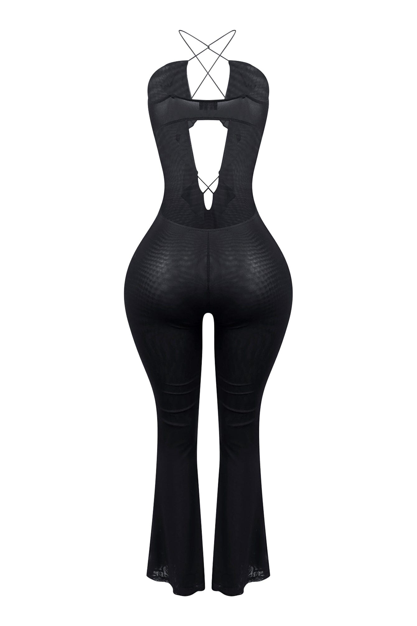 Free Feeling Ruffle Cross Halter Jumpsuit