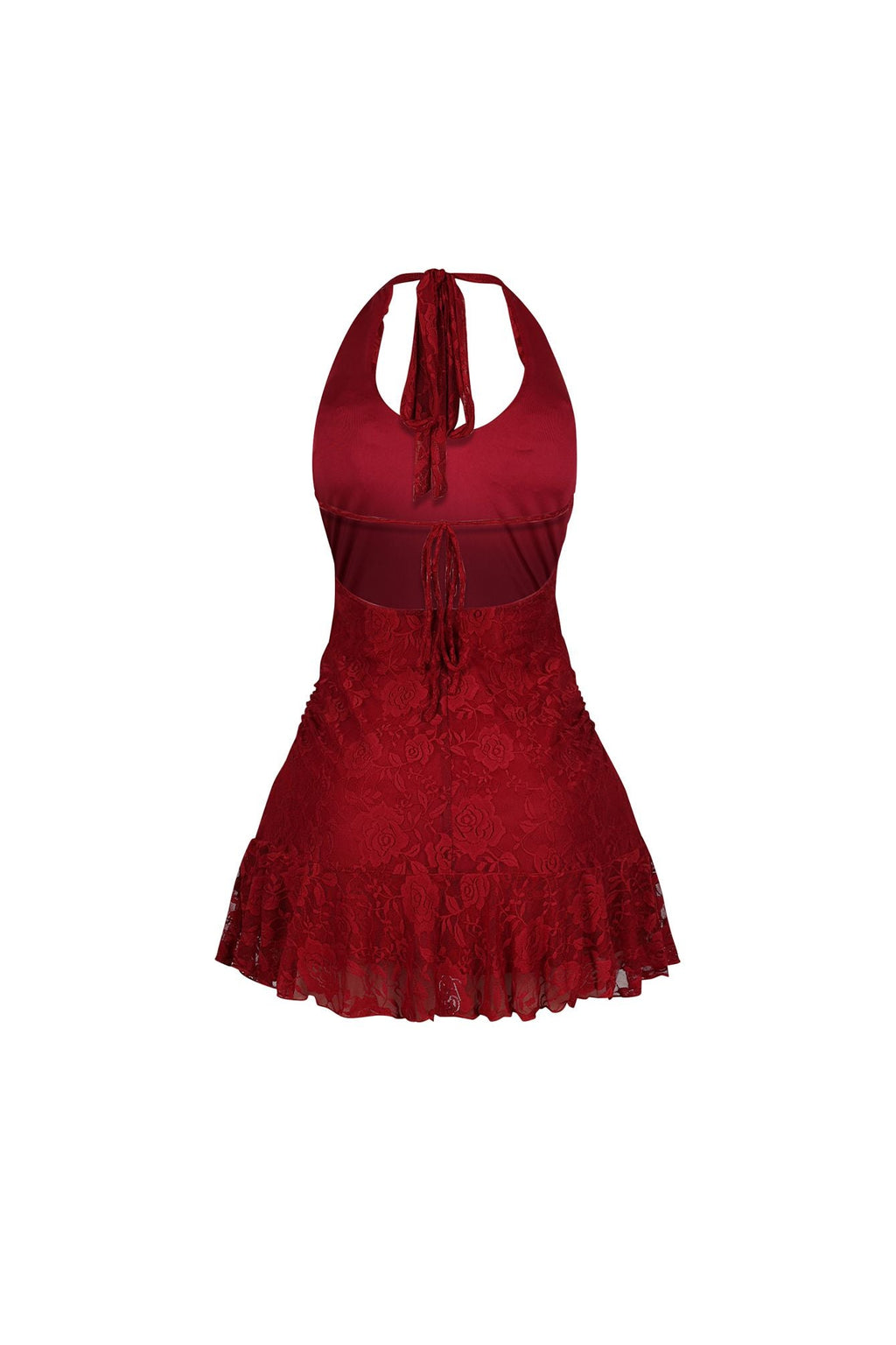 Roselace Halter Ruffle Mini Dress