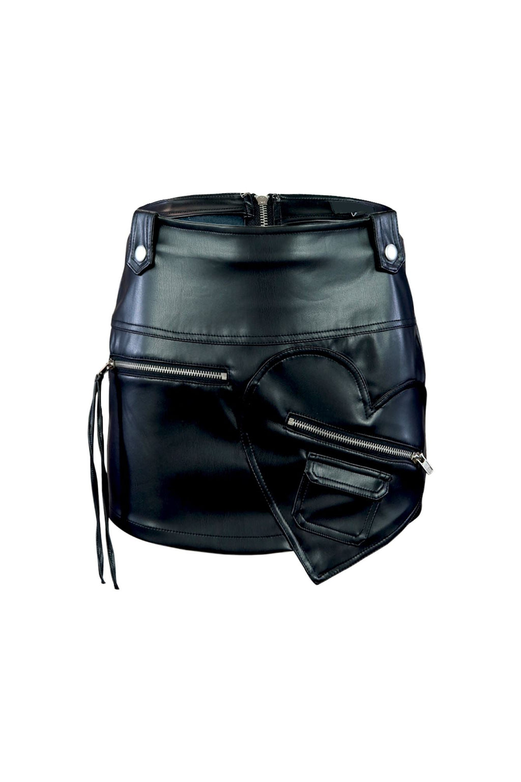 Heart Racer Mid Rise Faux Leather Mini Skirt