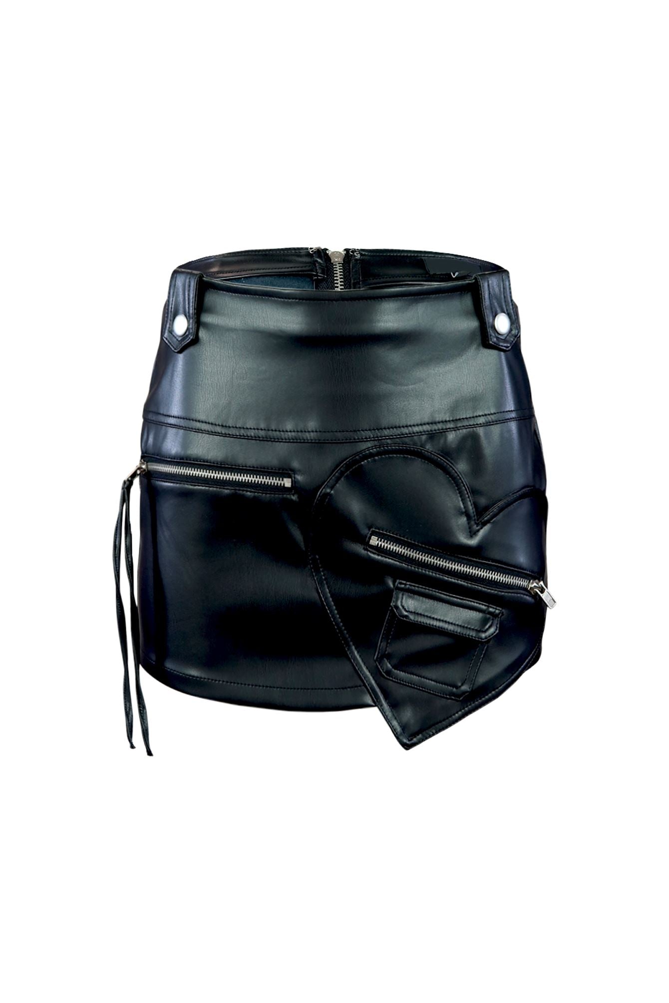 Heart Racer Mid Rise Faux Leather Mini Skirt