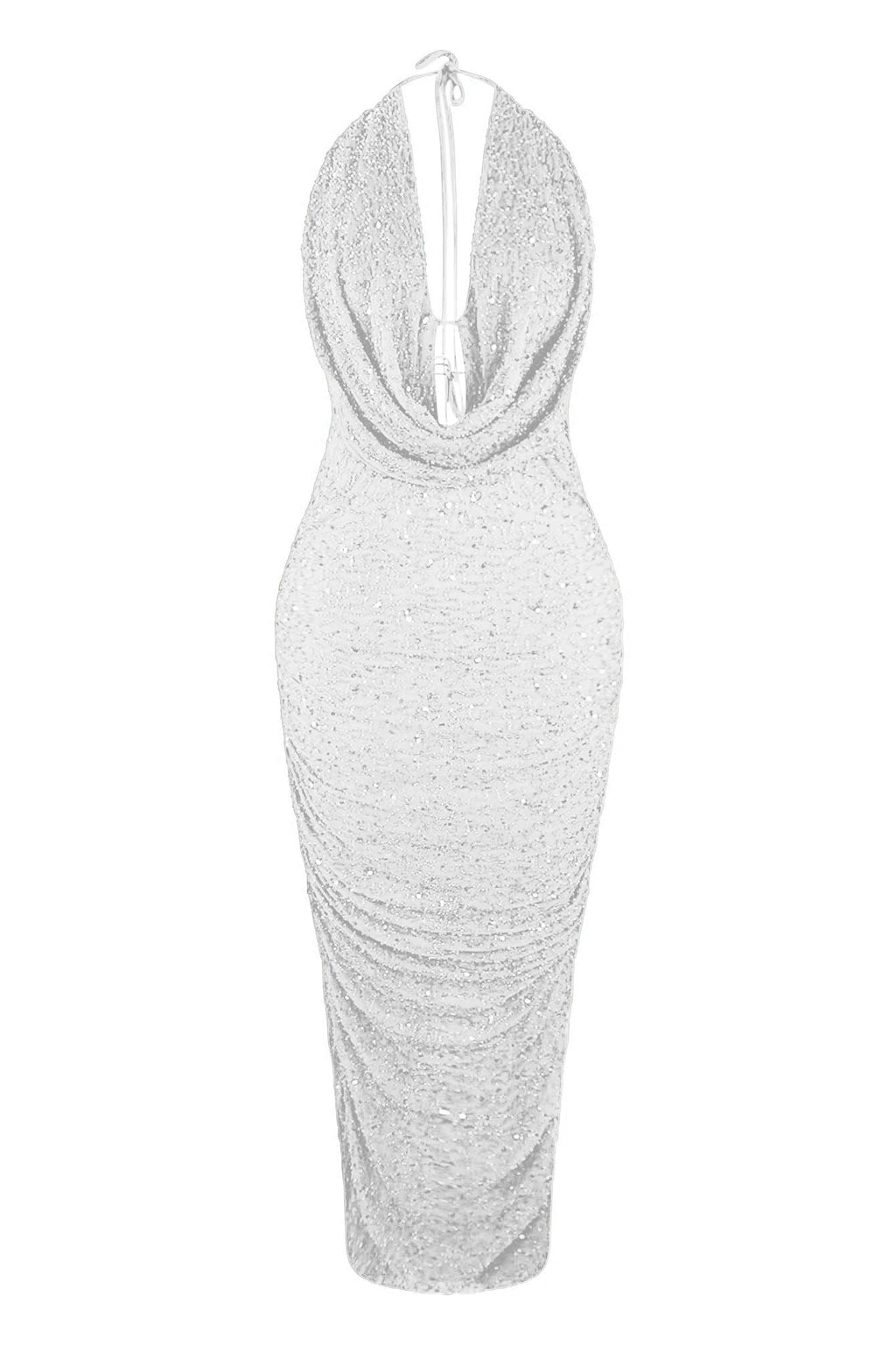Viva Rhinestone Beaded Halter Maxi Dress